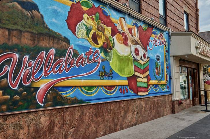 Villabate's mural outside its shop